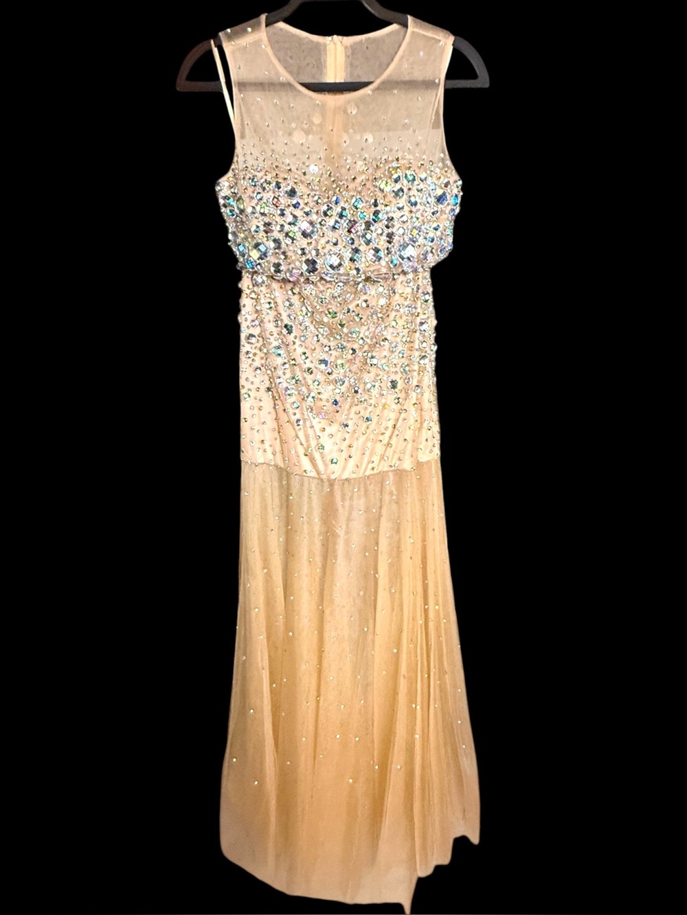 Jovani 98087 Embellished Nude Illusion Skirt & Top NWT